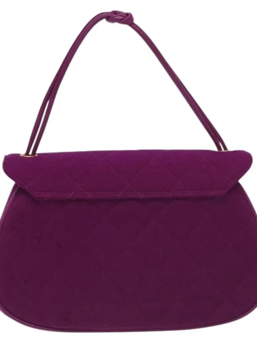CHANEL Matelasse Hand Bag cotton Purple Gold CC Auth 131194